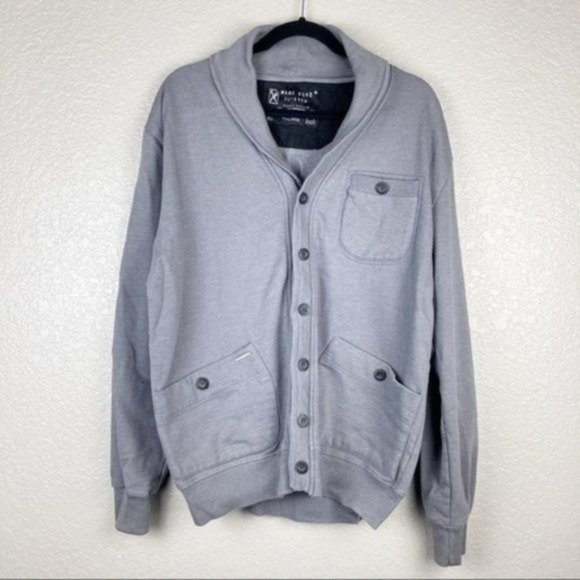 Marc Ecko Cut & Sew Grey Button Up Cardigan Sweater Sz XL - Picture 1 of 9